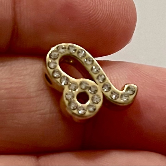 Zodiac Sign LEO Slide Charm / Pendant  - Gold Tone - Pave Set Stones - Picture 1 of 6